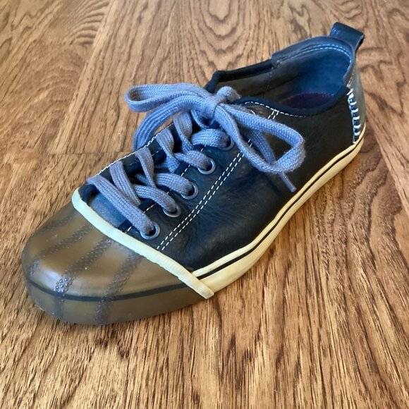 Sorel Sentry Leather & Canvas Sneakers in Black SZ 7 HANDCRAFTED NATURAL RUBBER - Picture 1 of 8